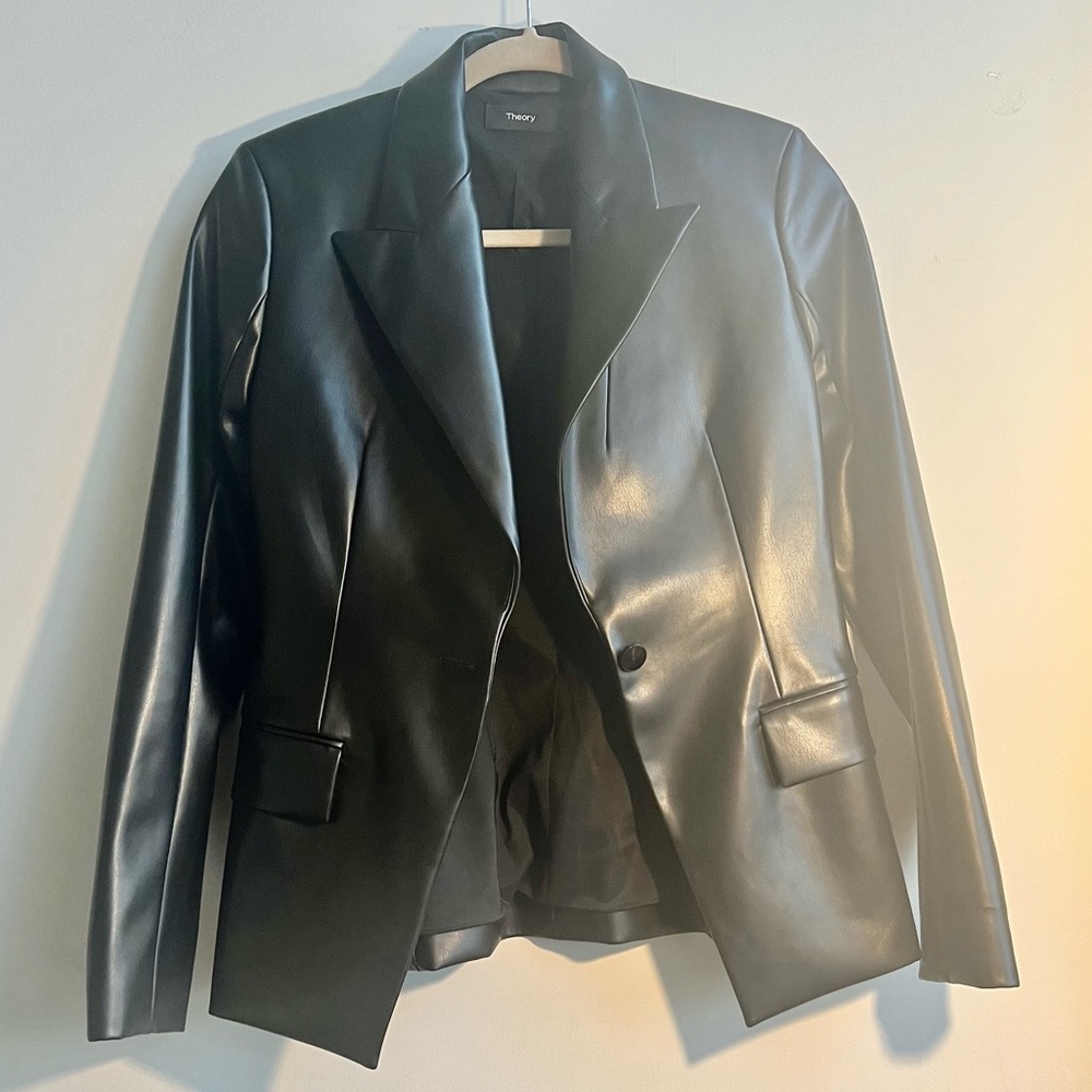 Theory Vegan Leather Blazer - Size 0 - NWOT
